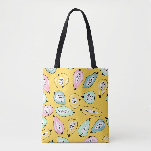 Tropiska frukter: Vibrant Print Mönster Tygkasse (Framsida)