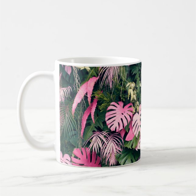 Tropiska Fullt Background Träd Kaffemugg (Vänster)