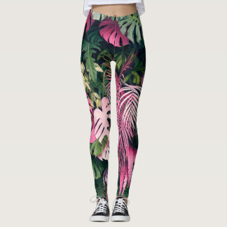 Tropiska Fullt Background Träd Leggings