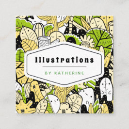 Tropiska Funkyn Kawaii Forest Graphic Designer Löv Fyrkantigt Visitkort