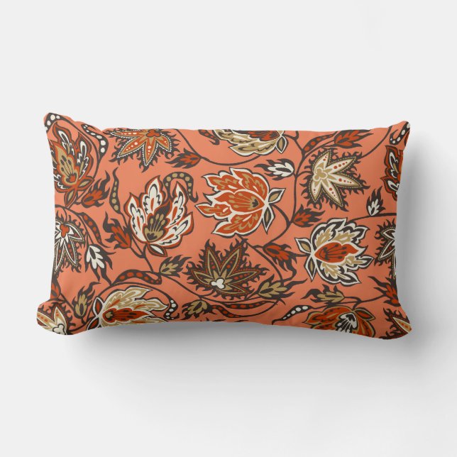 Tropiska fyllningar med protea Batik Flower Lumbar Lumbarkudde (Framsida)