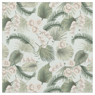 Tropiska Garden-Blommigten Orchid & Handflatan Mön Tyg