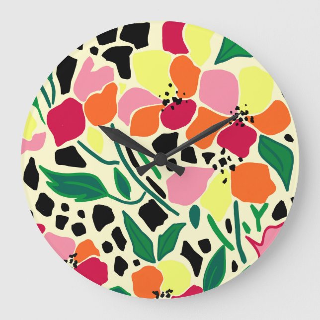 Tropiska Garden Dots Stor Klocka (Framsida)
