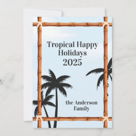 Tropiska Glad Semester, Bambu Ramar och Palmer Julkort