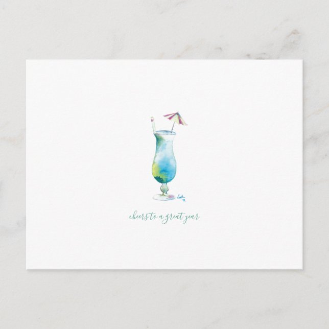 Tropiska glasögon, vattenfärg helg vykort (Framsida)