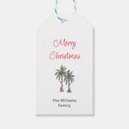 Tropiska God jul Handflatan Träd Presentetikett