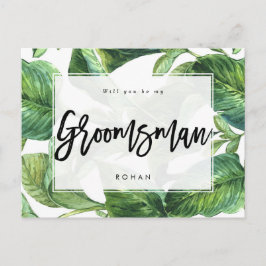 Tropiska grey, blir du min groomsman? meddelande vykort