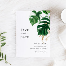 Tropiska Grey Lämnar Modern Save the DATE Invi Inbjudningar