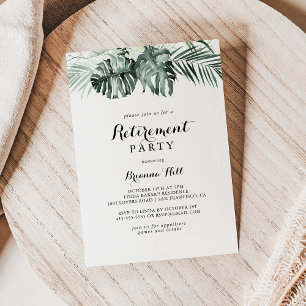 Tropiska Grey White Blommigt Pension Party Inbjudningar