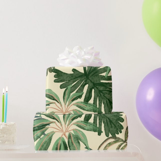 Tropiska Gröna Akvarell Monstera & Palmblad Presentpapper (Festgåvor)