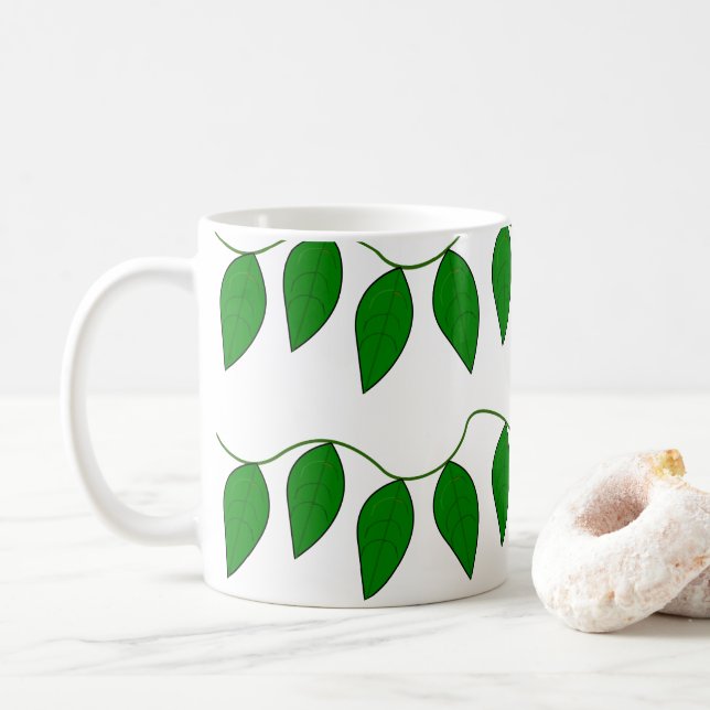 Tropiska Gröna Blad Kaffemugg (Med munk)