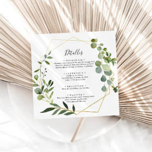 Tropiska gröna blad Spansk bröllopsinformation Tilläggskort