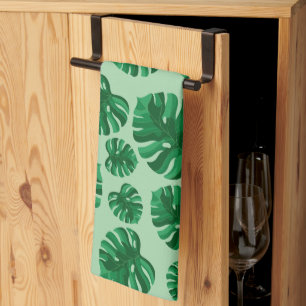 Tropiska Gröna Monstera Palmblad Kökshandduk