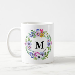 Tropiska gröna och blommor Monogramgåva från utand Kaffemugg