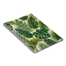 Tropiska Gröna Palmblad Botaniskt Mönster Noteb