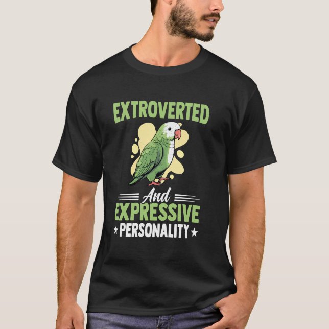 Tropiska gröna Quaker-fågel-tema föremål Parakeet  T Shirt (Framsida)