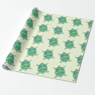 Tropiska gröna sköldpaddor presentpapper