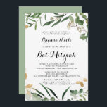 Tropiska Grönt Foliage Bat mitzvah Guld Inbjudningar<br><div class="desc">Denna bat mitzvah inbjudan till den tropiska grönten i guld är perfekt för en rustisk bat mitzvah. Utformningen av den vackert handmålade bilden av den tropiska sommaren guld och gröntens bladverk.</div>