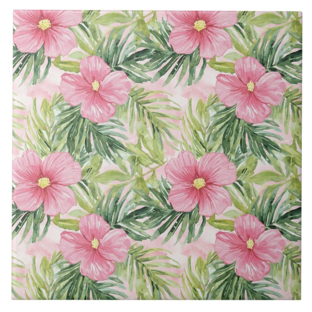 Tropiska Grönt Handflatan Löv Kakelplatta (Framsidan)