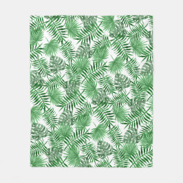 Tropiska Grönt Handflatan Lövs Sommarfärgskonst Fleecefilt