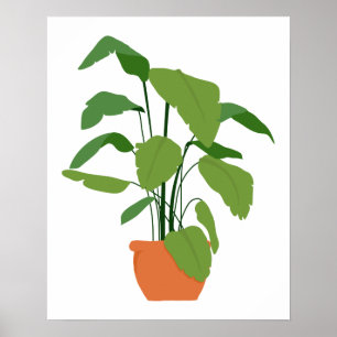 Tropiska Grönt Handflatan Pot Plant i Terracotta U Poster