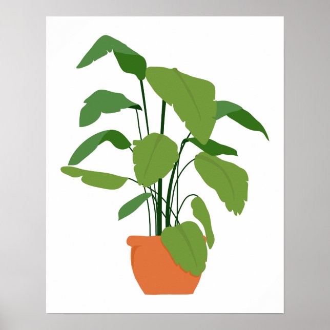 Tropiska Grönt Handflatan Pot Plant i Terracotta U Poster (Framsidan)