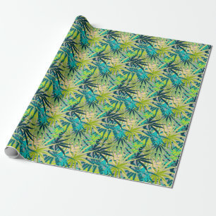 Tropiska Grönten Blue Handflatan Presentpapper
