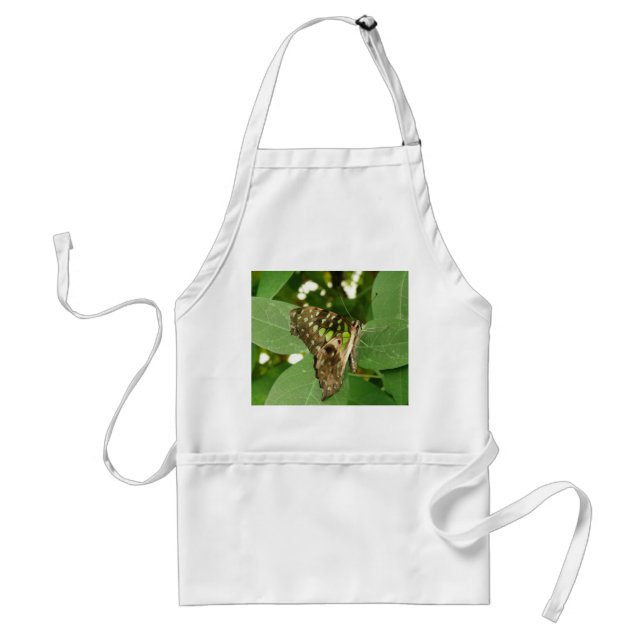 Tropiska Grönten Butterfly Apron Förkläde (Framsidan)