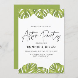 Tropiska grönten handflatan bröllop efter party inbjudningar
