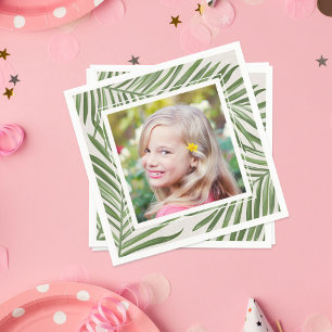 Tropiska Grönten Handflatan Lövs sommarfoto Pappersservett