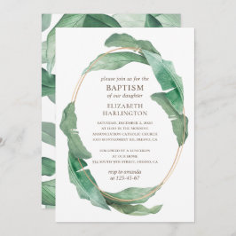 Tropiska grönten lämnar. Greenery botanical baptis Inbjudningar