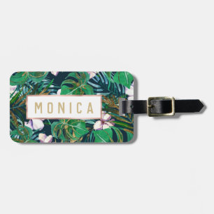 Tropiska Grönten Lilac Guld Monster Löv Blommigt Bagagebricka
