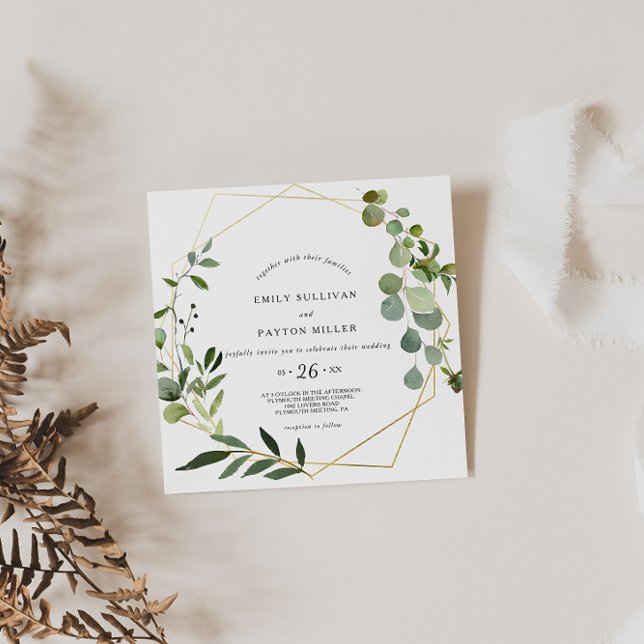 Tropiska Grönten Löv Bröllop Inbjudningar (Skapare uppladdad)