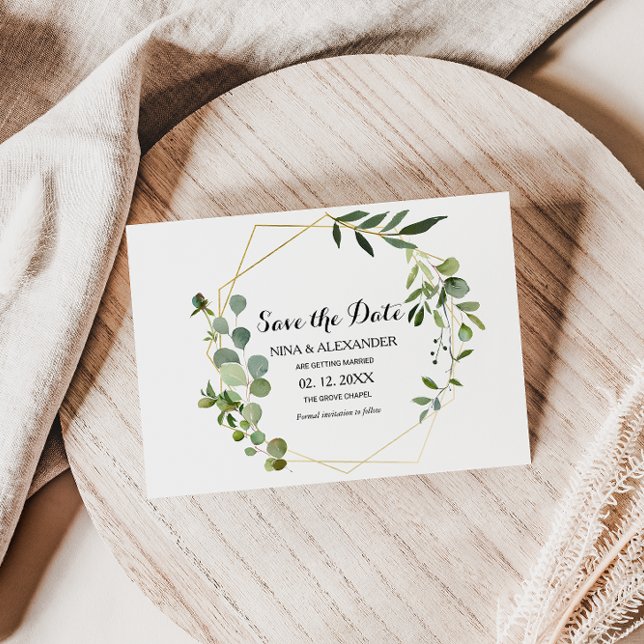 Tropiska Grönten Löv Bröllop spara datum Inbjudningar (Skapare uppladdad)