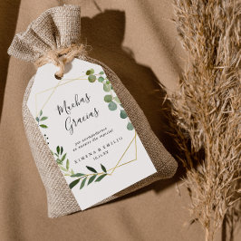 Tropiska Grönten Löv Spanien Bröllop Tack Presentetikett