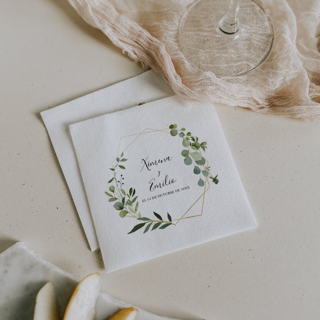 Tropiska Grönten Löv Spanska Bröllop Napkin Pappersservett (Skapare uppladdad)
