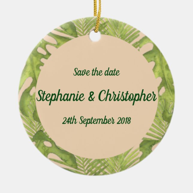 Tropiska Grönten och  Bröllop Julgransprydnad Keramik (Framsidan)