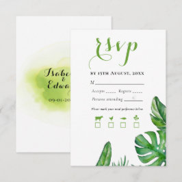 Tropiska Grönten Watercolor Monstera Löv OSA Kort