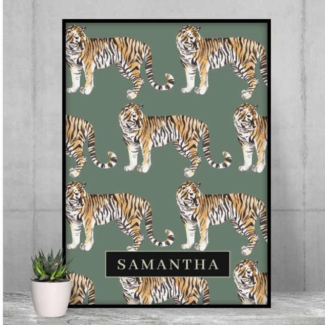 Tropiska Gröntens vattenfärgsfiskare Mönster med N Poster (Skapare uppladdad)