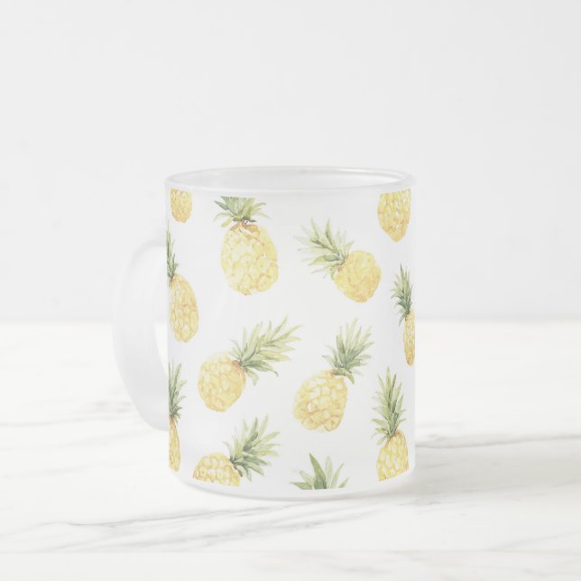 Tropiska gula ananas frostad glasmugg (Framsida vänster)