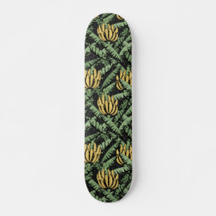 Tropiska Gulten Bananas och Löv Black Mini Skateboard Bräda 18,5 Cm