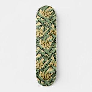 Tropiska Gulten Bananas och Löv Black Mini Skateboard Bräda 18,5 Cm