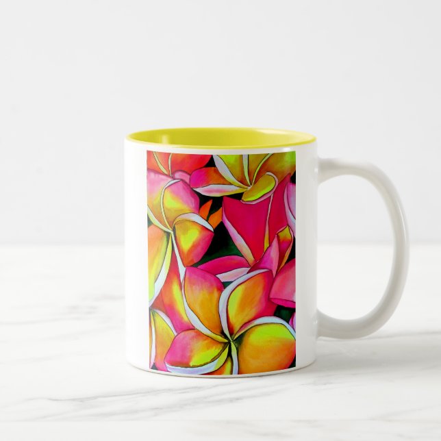 Tropiska Gulten Frangipani Blumeria-konsten Två-Tonad Mugg (Höger)