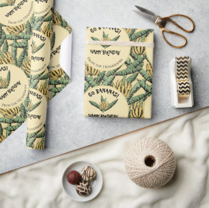 Tropiska Gulten Go Bananas Grattis på födelsedagen Presentpapper