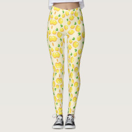 tropiska gulten Lemon mönster på beige Leggings