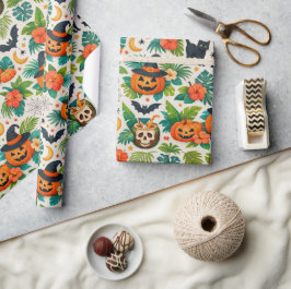 Tropiska Halloween-pumpor Presentpapper