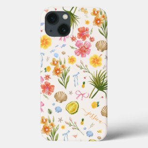 Tropiska Hand plockade-blommor och Snäcka Namn