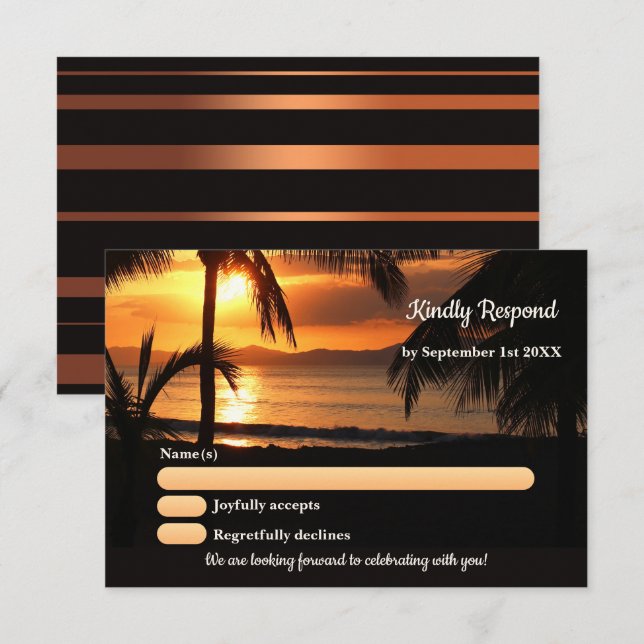 Tropiska Handflatan Beach Wedding OSA kort (Fram/baksida)