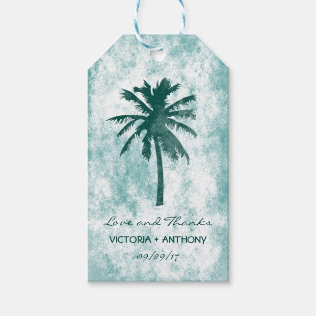 Tropiska Handflatan Beach Wedding Tack Presentetikett (Framsidan)