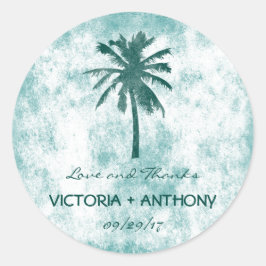 Tropiska Handflatan Beach Wedding Tack Runt Klistermärke